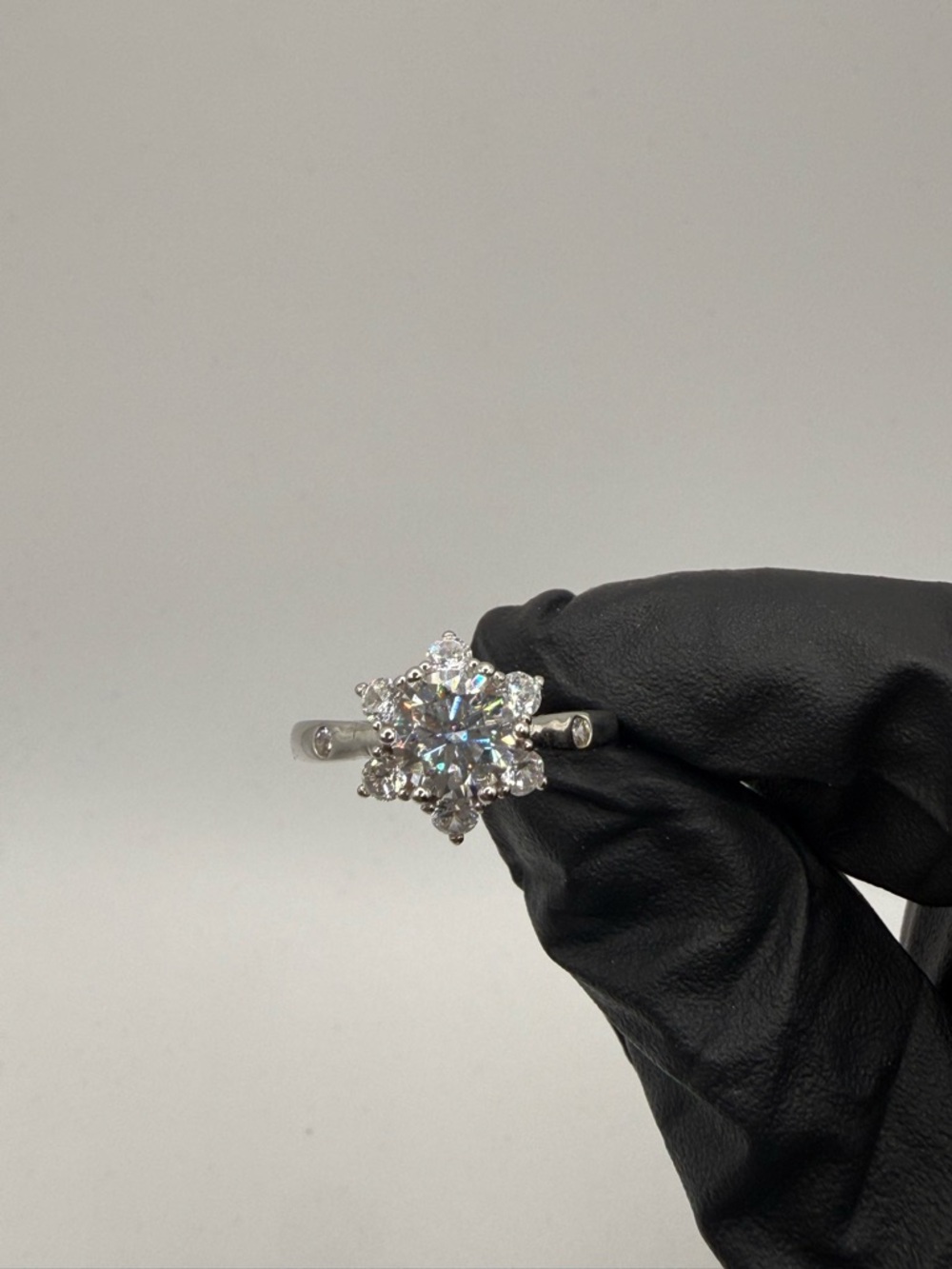1CT Moissanite Floral Halo Ring 925 Sterling Silver VVS1
